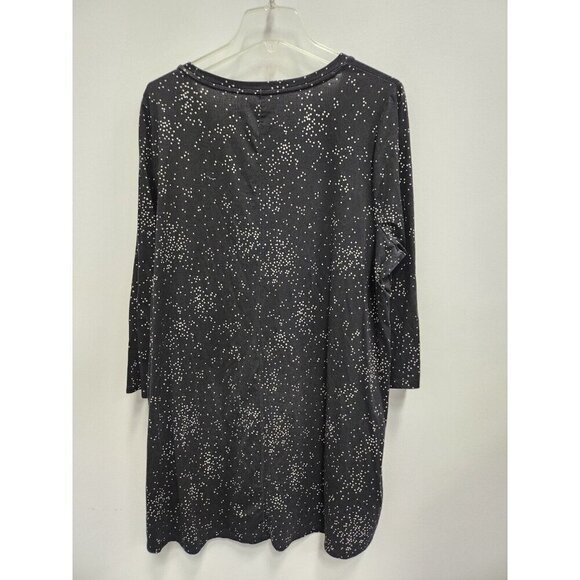 Lane Bryant Womens Knot Hem Tunic Top Size 18/20 Black White Dotted 3/4 Sleeve - Picture 6 of 6